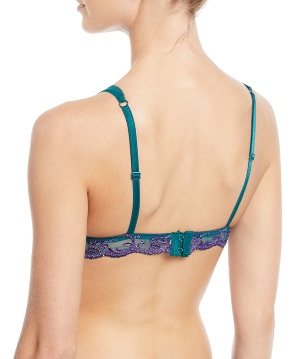 Soutien-gorge en soie sans armatures triangle Lise Charmel Splendeur soie turquoise ACC6580-ST face