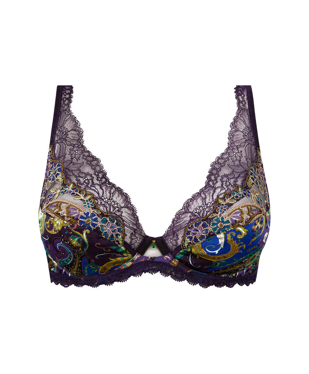 Soutien-gorge triangle sexy "Glamour" Lise Charmel Dentelle Cashmer emaux cashmer (=prune) ACH7451-EC