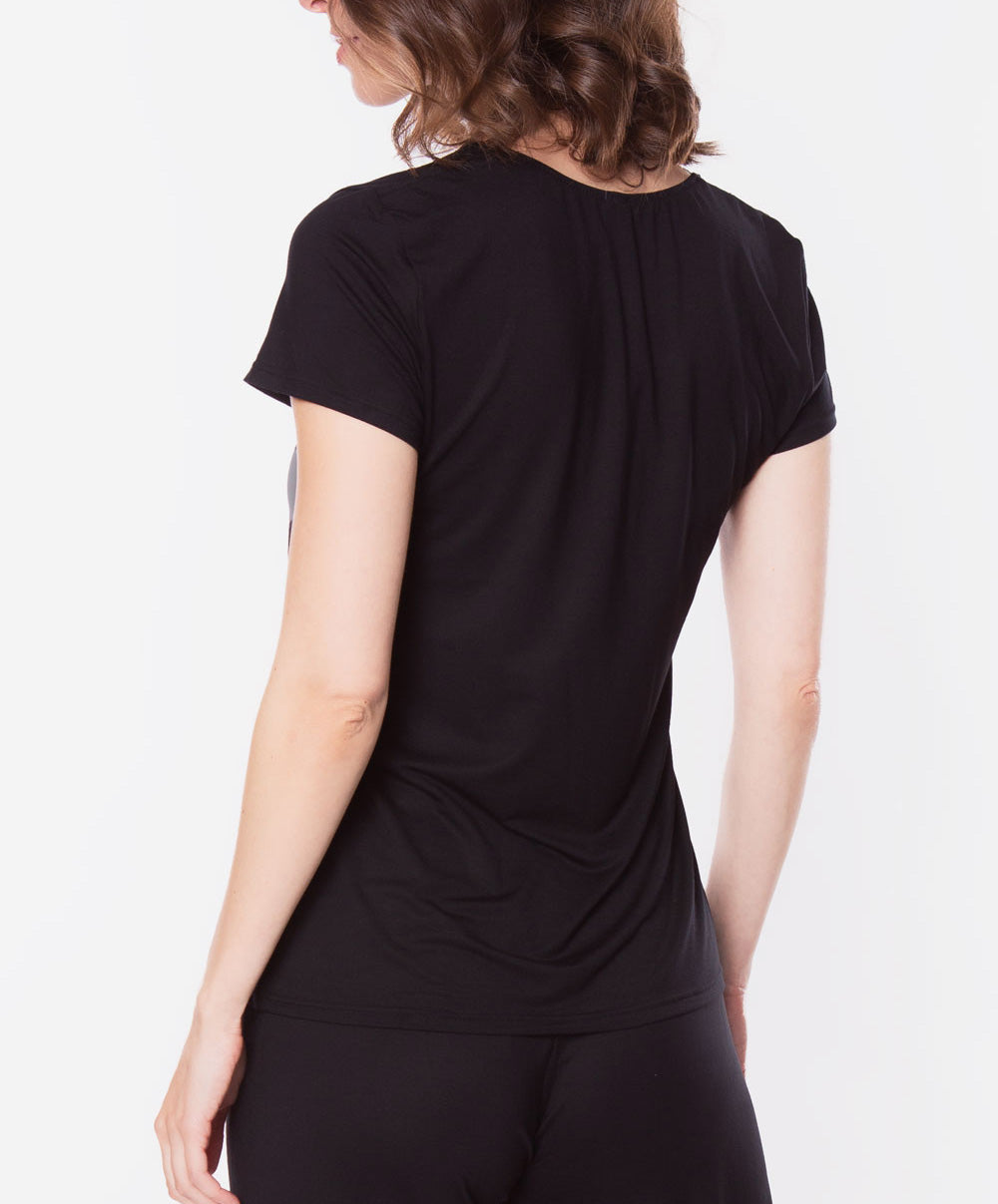 T-shirt manches courtes col en V Antigel de Lise Charmel Simply Perfect noir ENA9106-NO face