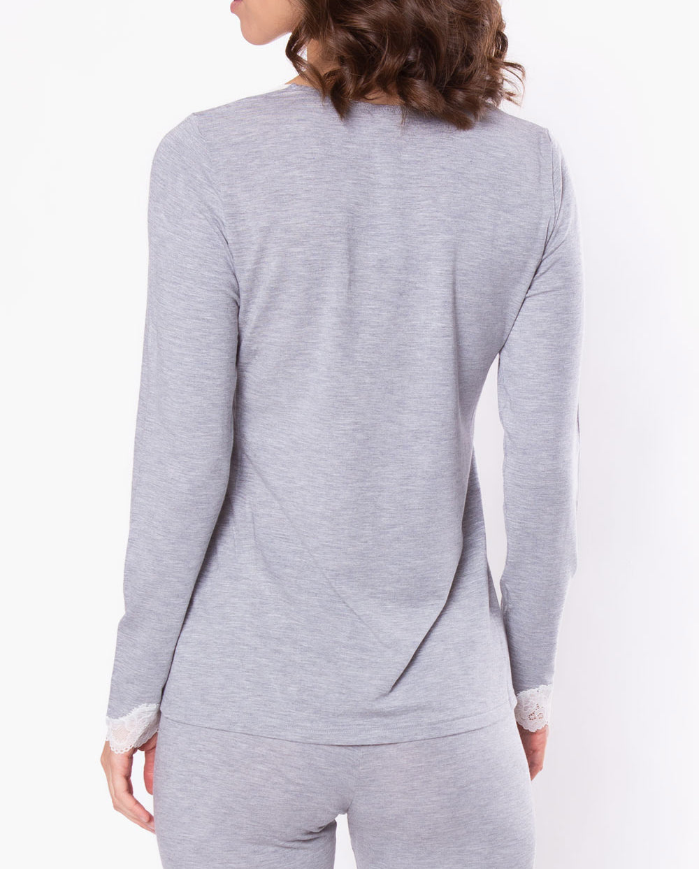 T-shirt manches longues col V Antigel de Lise Charmel Simply Perfect chiné gris ENA2006-CG