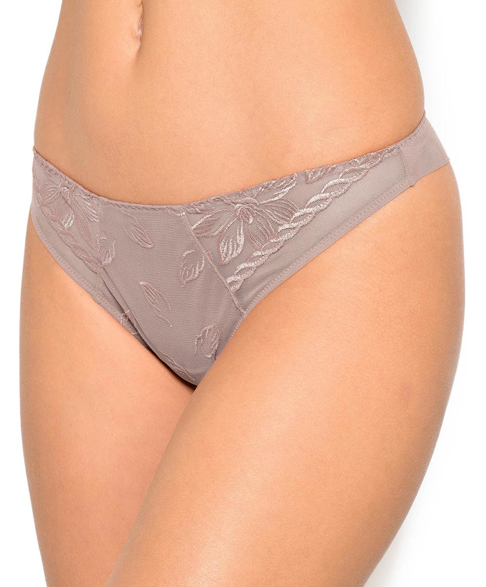 Tanga Antinéa de Lise Charmel Fleur Première gris taupe CCG0010-GT