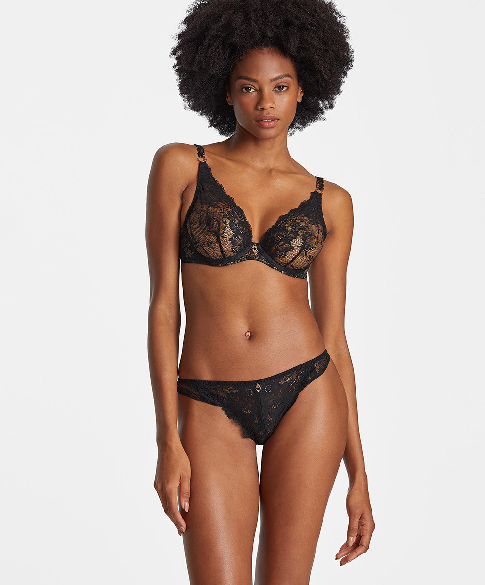 Tanga Night Bird black queen Aubade RD26-BQUE