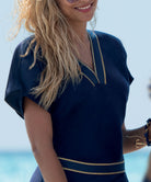 Top de plage manches courtes La Belle à Bord or navy Antigel Bain ESB4075-ON