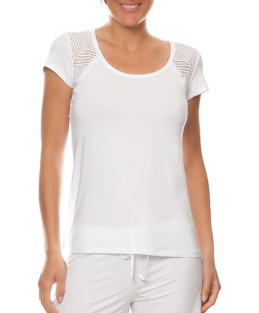 Top manches courtes Antigel de Lise Charmel Tressage Graphic blanc ELC4337-TB