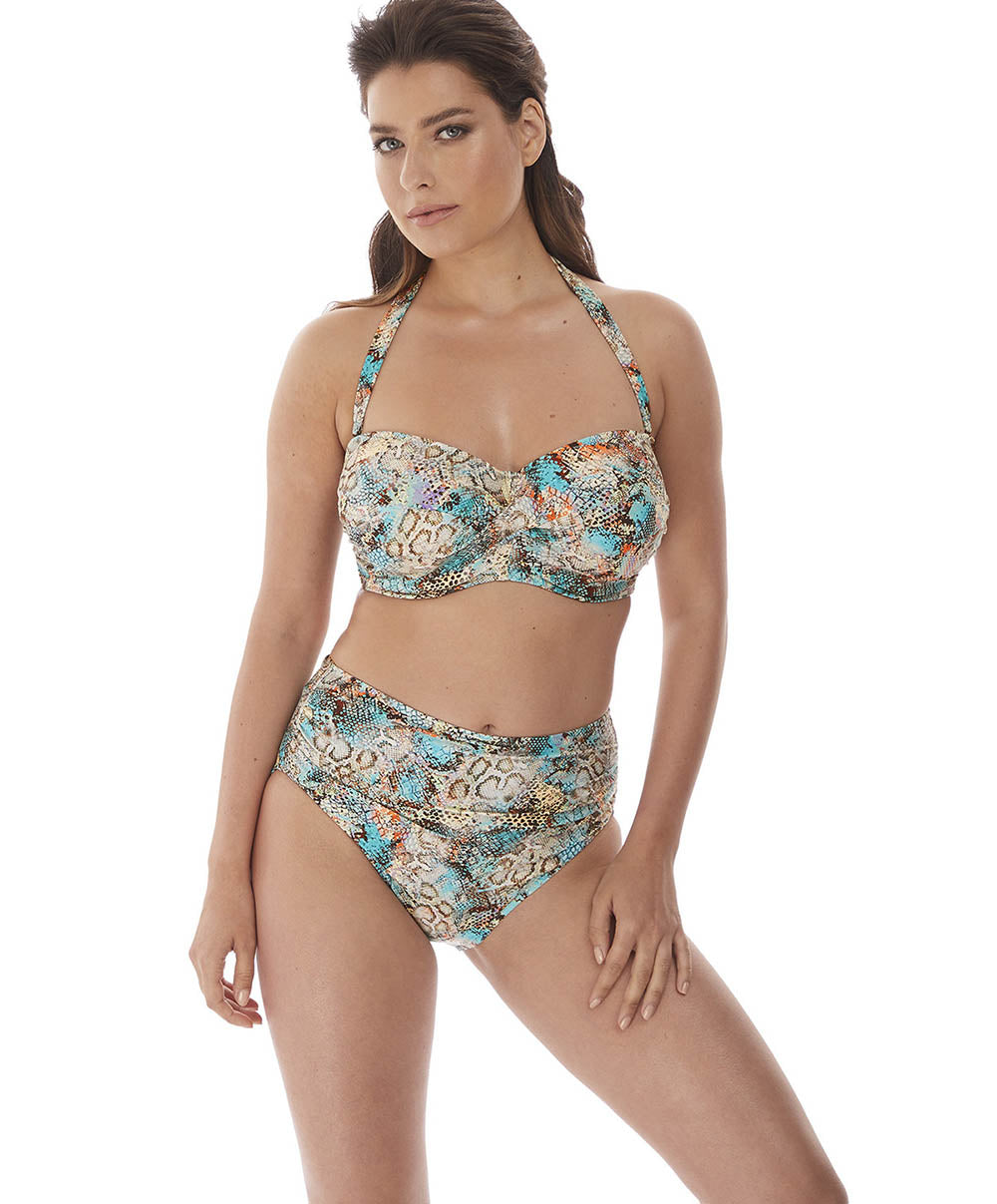 Maillot de bain bandeau twist armatures attache écharpe Fantasie swim Manila Iced aqua FS6772-ICA