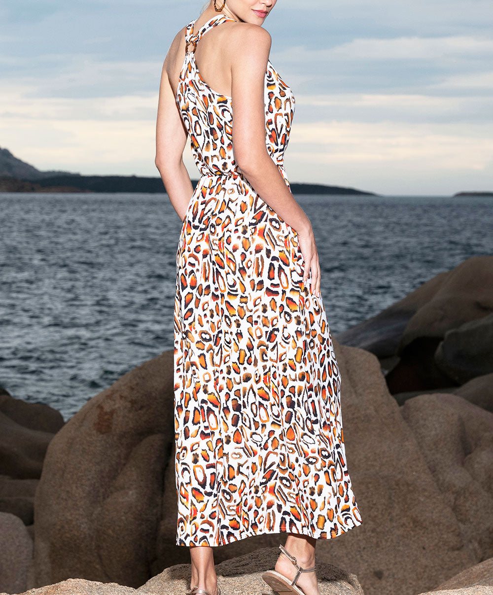 Robe de plage longue sans manches La Muse Féline panthère Antigel Bain ESB1146-BF