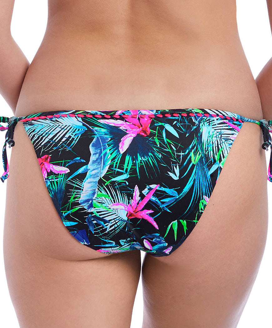 Slip brésilien de bain "rio" Freya swim Jungle Flower black tropical AS5845-BLC face