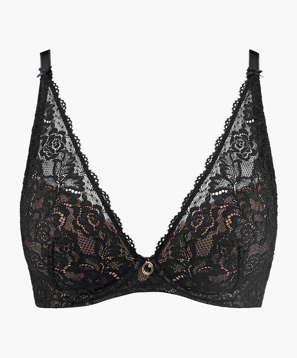 Aubade Rosessence black HK81-NOIR triangle plunge scarf bra