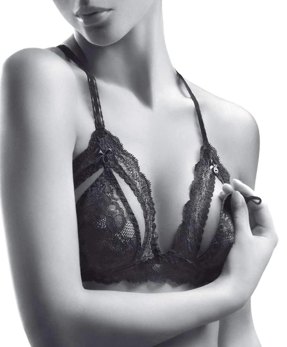 Soutien-gorge-Triangle-Open-up-Noir-Boîte-à-Désir-Aubade-Face-P010 noir et blanc