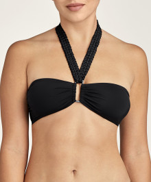 SWIMWEAR : Bandeau swim top with removable padding and straps