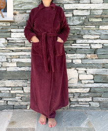 Nightgown, Robe : Fur dressing gown long kimono MUST3 KIML grenat