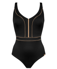 One-piece Swimsuit and Slimming : One piece body shaping swimsuit without wires Body Power black gold