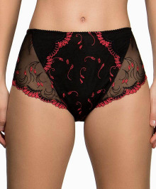 PANTIES & THONGS : High waisted brief Écrin Sensuel black and red
