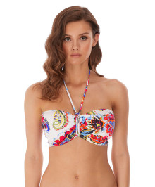 SWIMWEAR : Padded bandeau swimming bikini top neck strap
