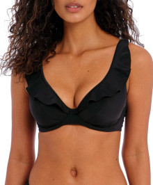SWIMWEAR : Triangle swimming bra top with flounces underwired