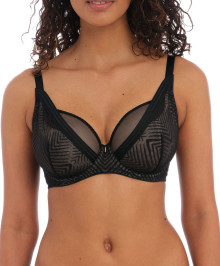 Full Coverage, Underwire : Underwired full cup plunge bra high apex