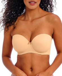 Generous Cups : Moulded underwired bandeau bra removable straps