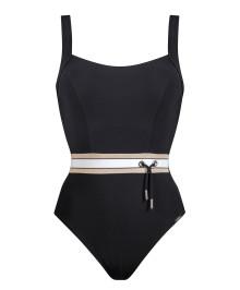 One-piece Swimsuit and Slimming : One piece body shaping swimsuit without wires Coastlines black