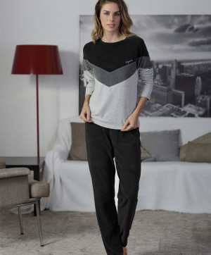 Pyjama Nuit et interieur Massana homewear Noir et gris