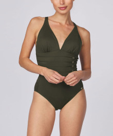 One-piece Swimsuit and Slimming : One piece soft swimsuit plunge neckline Stella