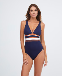 One-piece Swimsuit and Slimming : One piece soft swimsuit plunge neckline Isola