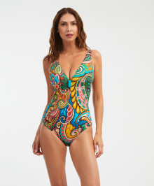 One-piece Swimsuit and Slimming : One piece swimsuit no wires plunge neckline Habana