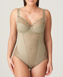 SHAPEWEAR, SLIMMING LINGERIE : Bodysuit with full cups shaping w. lace