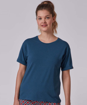 T shirt manches courtes uni en coton bleu pétrole Every Night in Skiny Skiny S 080549 S056