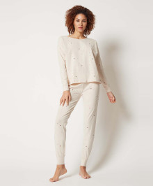 Casual Outfit, Dress : Pyjama ensemble for women with motifs sandshell minimal