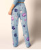 Pantalon en viscose aquamarine flowers Night In Mix & Match Skiny S 080776 S473 1