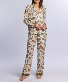 Pyjamas : Pyjama set viscose seventies motifs SIXTINE PY bronze