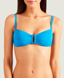 SWIMWEAR : Moulded swimming bandeau top bra removable cookies