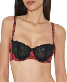 Sexy Underwear : Half-cup bra Magic Blossom black and red