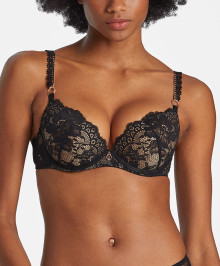 Sexy Underwear : Push-up plunge bra with moulded cups