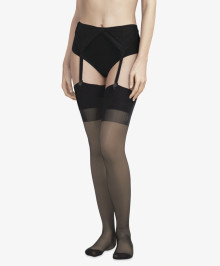Stockings back stripe and opaque garter 15D
