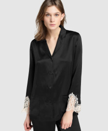 NIGHT & HOMEWEAR : Silk shirt pyjama top